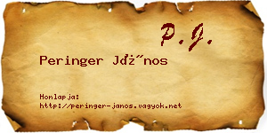 Peringer János névjegykártya